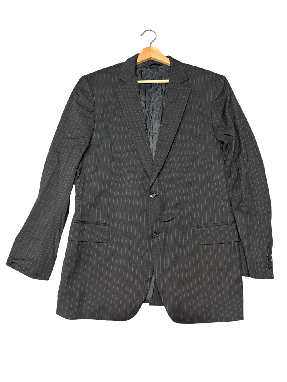 Brooks Brothers Suit Jacket Mens 44L Gray Pinstripe 2 Button Fitzgerald Italy